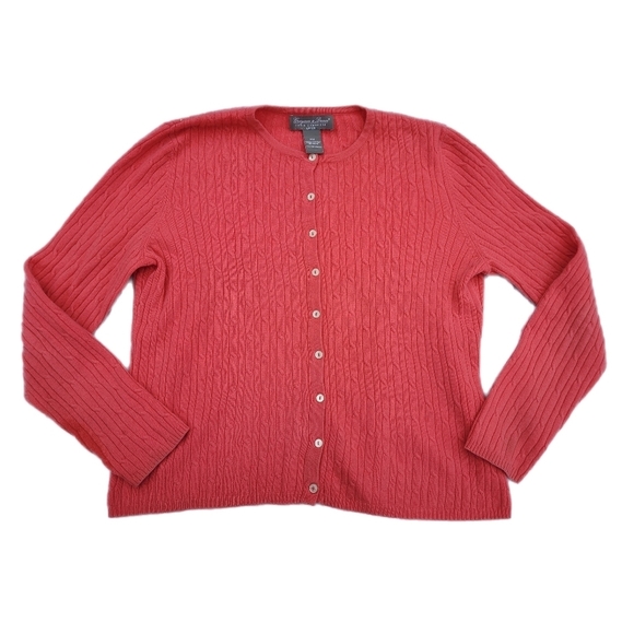 Grayson & Dunn Sweaters - Grayson & Dunn 100% Cashmere Cardigan Sweater SIZE Petite M Coral Pink